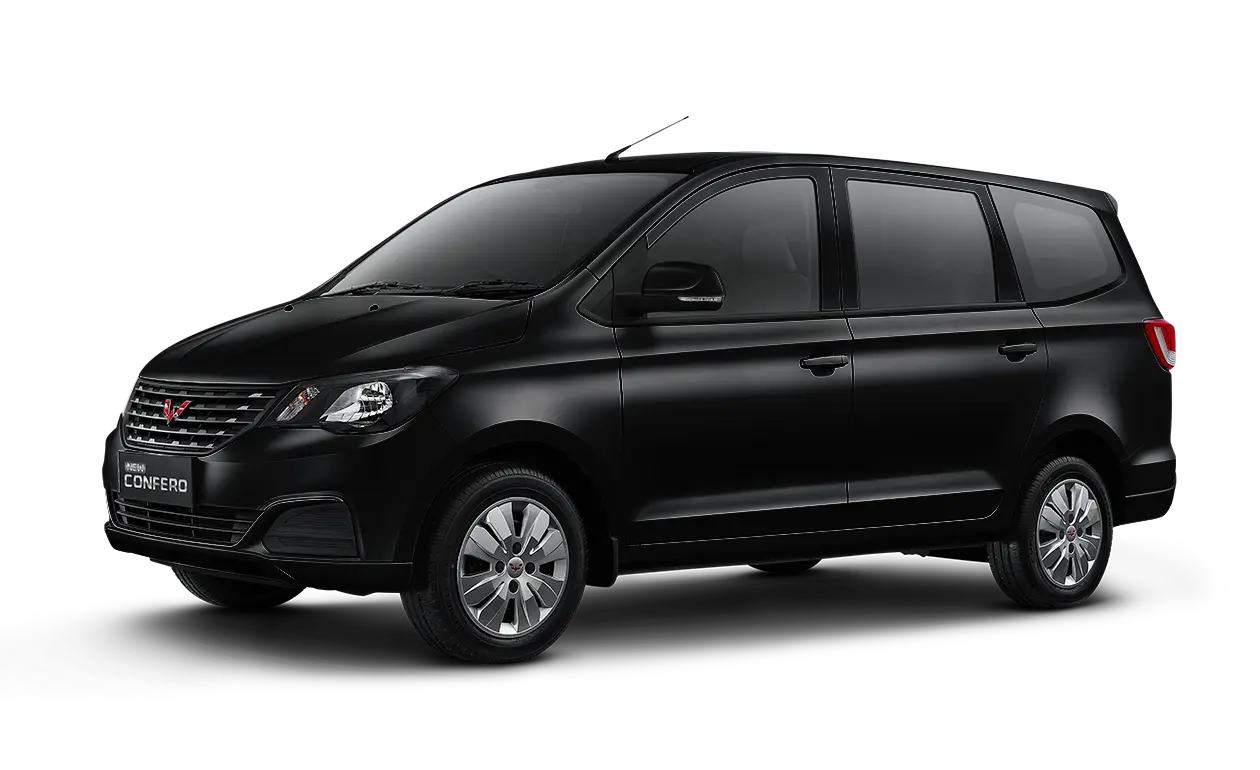 Wuling Confero hitam, kabin tiga baris untuk keluarga